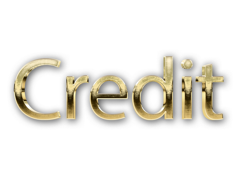 3D WORD CREDIT gold text effects art typography PNG images free